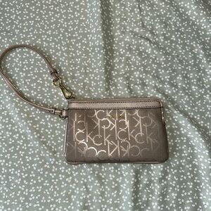 Calvin Klein Gold Logo Wristlet
